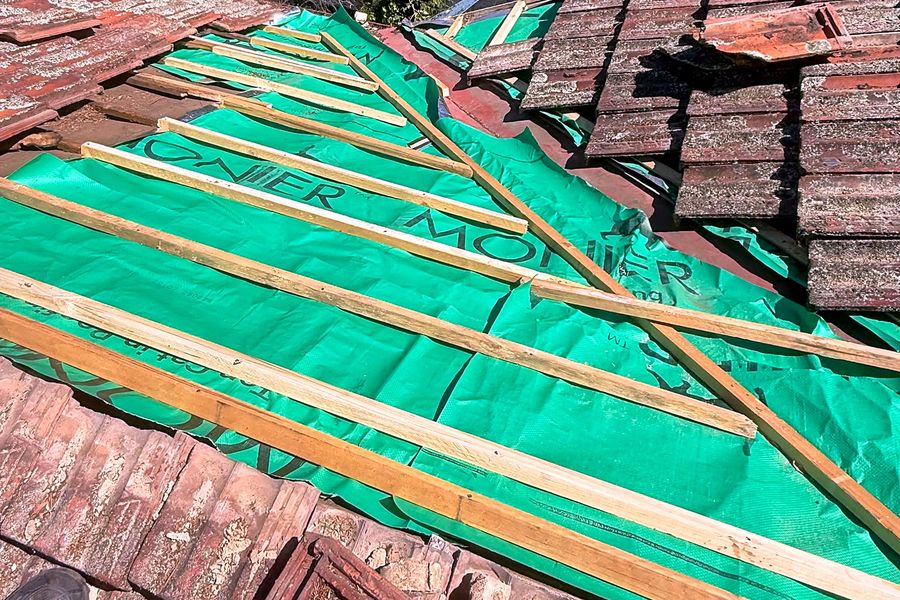 New Monier sarking and new timber battens fitted along a roof valley, Castle Hill