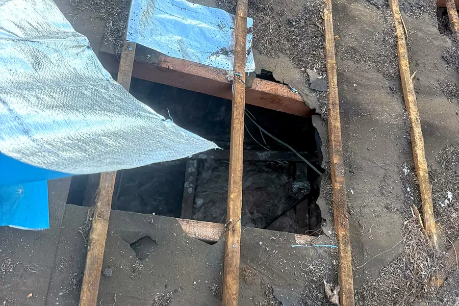 Split in old roof sarking open straight through to the roof space, Castle Hill