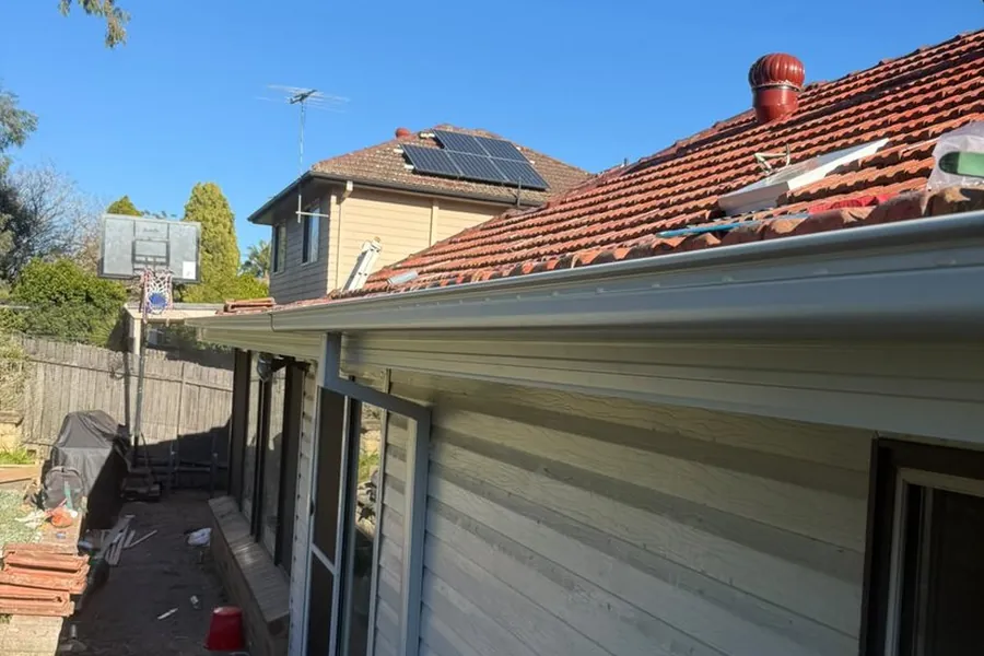 New gutter and fascia fitted along the eave