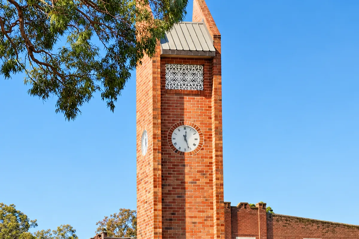 Oatley clock tower in the village shopping strip